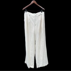 VICI + Amber Lancaster XL Ivory part lined pocketed linen blend wide leg pant